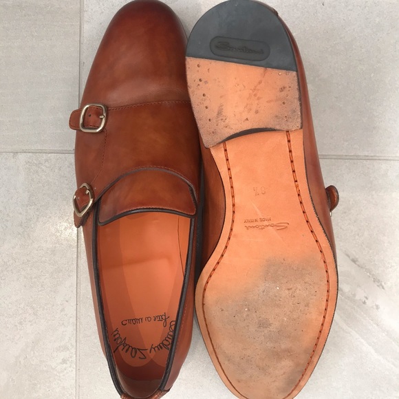 Santoni hand made double monk strap shoes - Picture 2 of 5